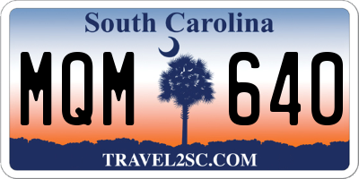 SC license plate MQM640