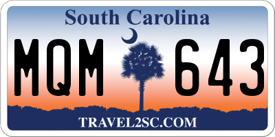 SC license plate MQM643