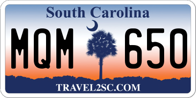 SC license plate MQM650