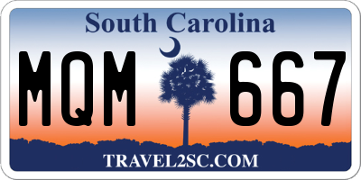SC license plate MQM667