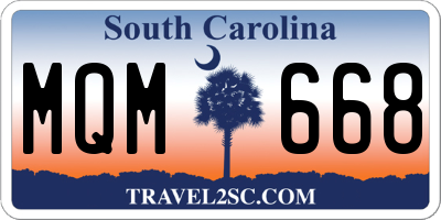 SC license plate MQM668