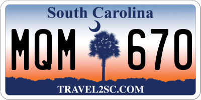 SC license plate MQM670