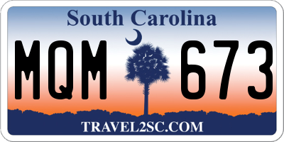 SC license plate MQM673