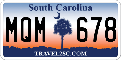 SC license plate MQM678