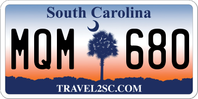 SC license plate MQM680