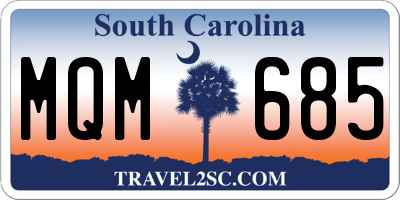 SC license plate MQM685