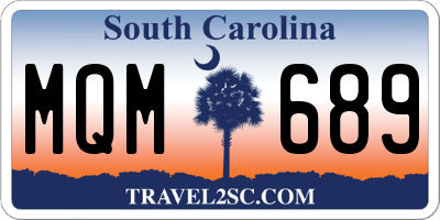 SC license plate MQM689