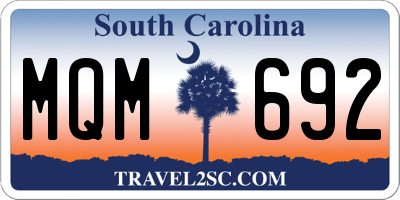 SC license plate MQM692