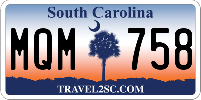 SC license plate MQM758