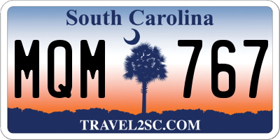 SC license plate MQM767