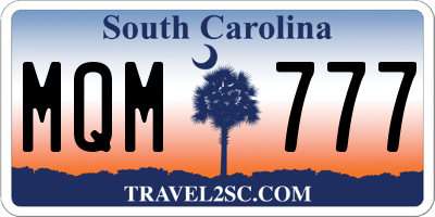 SC license plate MQM777