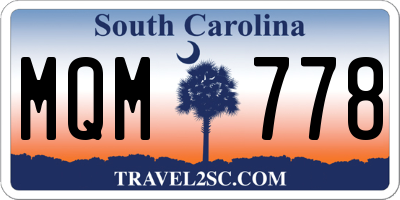 SC license plate MQM778