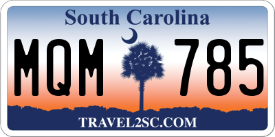 SC license plate MQM785