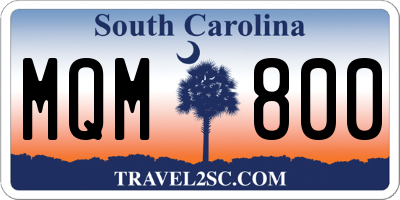 SC license plate MQM800