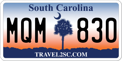 SC license plate MQM830