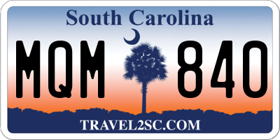 SC license plate MQM840