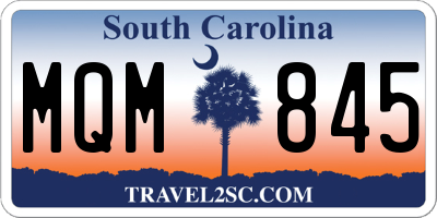 SC license plate MQM845