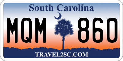 SC license plate MQM860