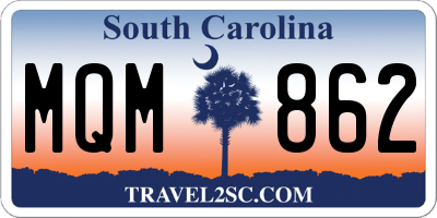 SC license plate MQM862