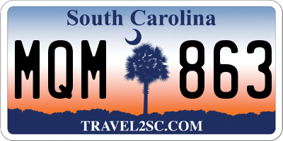 SC license plate MQM863
