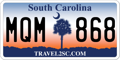 SC license plate MQM868