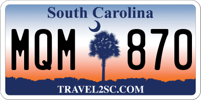 SC license plate MQM870