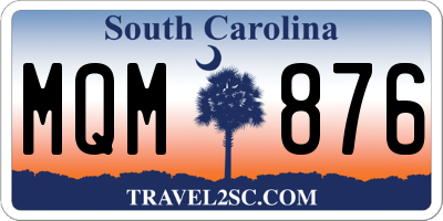 SC license plate MQM876