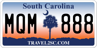 SC license plate MQM888