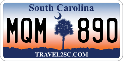 SC license plate MQM890