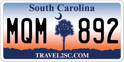 SC license plate MQM892
