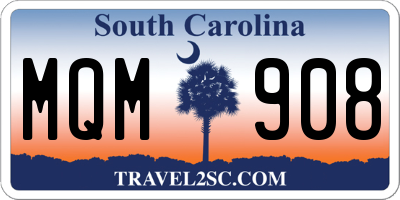SC license plate MQM908