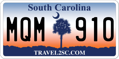 SC license plate MQM910