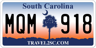 SC license plate MQM918
