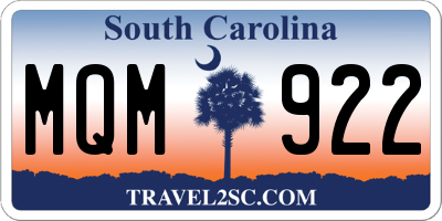 SC license plate MQM922