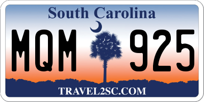 SC license plate MQM925