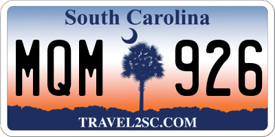 SC license plate MQM926