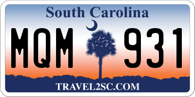 SC license plate MQM931