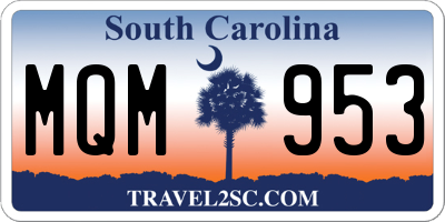 SC license plate MQM953