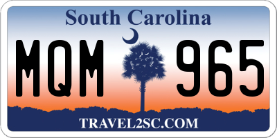 SC license plate MQM965