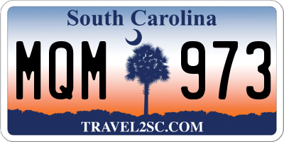 SC license plate MQM973