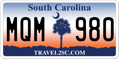 SC license plate MQM980