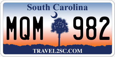 SC license plate MQM982