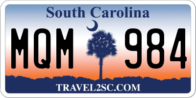 SC license plate MQM984