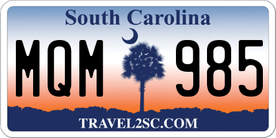SC license plate MQM985