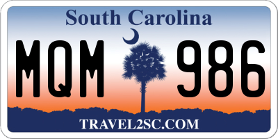 SC license plate MQM986