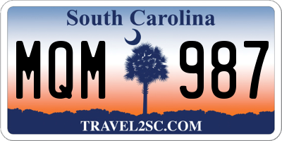 SC license plate MQM987