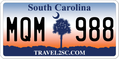SC license plate MQM988