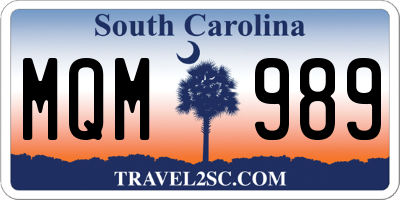 SC license plate MQM989