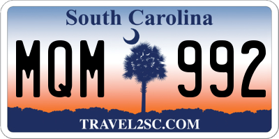 SC license plate MQM992