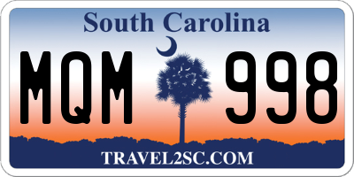 SC license plate MQM998